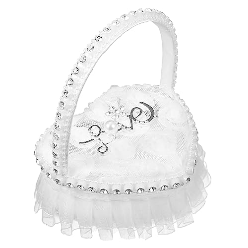 Unomor Lace Ring Pillow Heart Shaped Ring Holder for Wedding Ceremony Portable Satin Cushion Bridal Accessory for Indoor and Outdoor Weddings