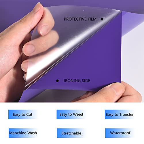 Image of HTV Iron on Vinyl 12Inch by 25ft Roll HTV Heat Transfer Vinyl for T-Shirt HTV Vinyl Rolls for All Cutter Machine - Easy to Cut & Weed for Heat Vinyl Design (Purple, 25ft)