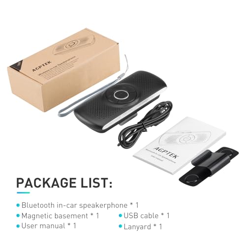 AGPTEK Manos Libres para Coche Bluetooth 5.0 con Siri, Google Asistente, Kit de Coche Altavoz Inalámbrico con Ranura de Tarjeta TF, Soporta Conexión de 2 Teléfonos Simultáneamente, Negro - imagen 7