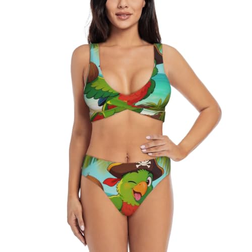 Maillot de bain deux pièces croisé Parrot à coussinets amovibles et lanières modulables