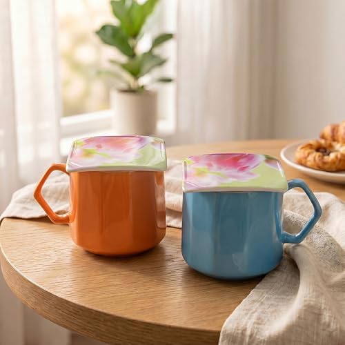 Image of U.P.C. Premium Bone China Ceramic Coffee Mug Set of 6 with 6 Coasters | Designer Tea & Coffee Cups |Printed Ceramic Mug Set | Tea Cups for Home,Office.