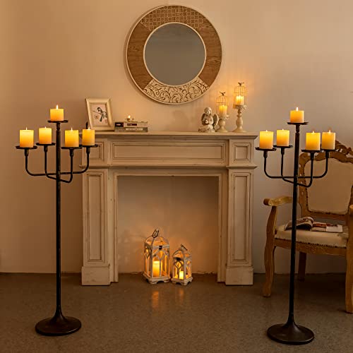 Sziqiqi Black Candelabra Candle Holders: 122cm Tall 5 Arm Candelabra Centrepiece for Taper Pillar - Gothic Floor Standing Candle Holders for Living Dining Room Halloween Christmas Birthday Party - Cosy Home Interiors Sziqiqi Black Candelabra Candle Holders: 122cm Tall 5 Arm Candelabra Centrepiece for Taper Pillar - Gothic Floor Standing Candle Holders for Living Dining Room Halloween Christmas Birthday Party - Image 2