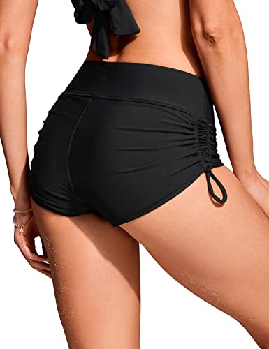 CRZ YOGA Womens Swim Board Shorts High Waisted Bathing Suit Bottoms Adjustable Ruched Side Swimsuit2