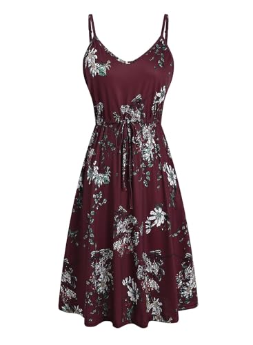 Image of BARASA Sundresses for Women Summer Sleeveless V Neck Spaghetti Strap A Line Wedding Guest Petite Dresses with Pockets D826