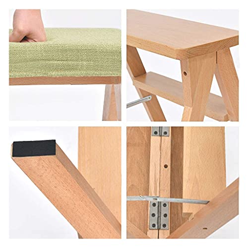 Tabouret à 2 marches pliant et multifonction en bois - 6