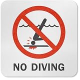 SmartSign “No Diving” SlipSafe Adhesive Pool Safety Marker/Label/Sign, 5.75 x 5.75 inch, 20 mil Thick...