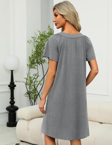 Image of Ekouaer Women Robe Zipper Front Mumu Duster Robes Zip Up Housecoat Soft Sleepwear with Pockets