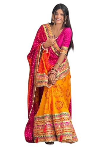 Image of Yashika Women's Georgette Art Silk Bandhej Zari Work Embroidered Saree | Women Sari