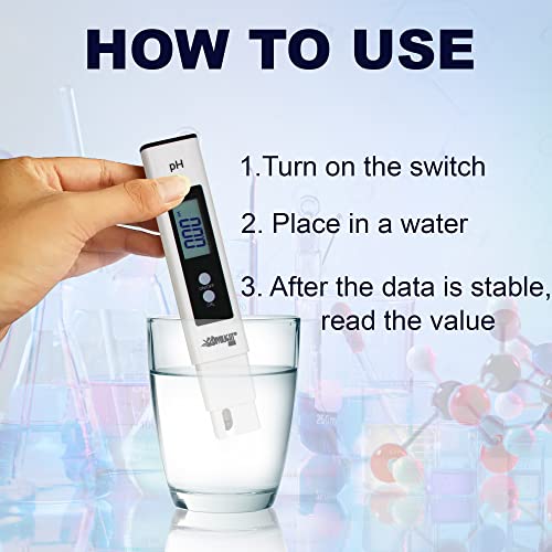 digital ph meter - high accuracy digital water quality tester with 0-14 ph measurement range for household drinking pool and aquarium with atc