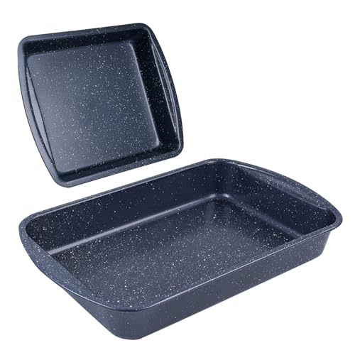 EazyBreezy Set of 2 Large Roasting Pan Non-Stick Bakeware with Handles Carbon Steel Oven Trays PFOA-Free Roasting Tin Baking Tray Oven Safe Up to 220°C - 38cm & 26cm - Image 3