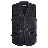 [page_title]-Aivtalk Herren Weste Ärmellos Westen Zip Up Sport Outwear mit Reißverschluss Outdoor-Weste Baumwolle Jacke mit Vielen Praktischen Taschen Größe 4XL - Grau
