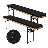 2er-Pack bierzeltgarnitur auflage, Bierbankauflage gepolstert für Bierzeltgarnitur 220x25x2cm bierbank auflagen, XL Waschbare auflagen bierzeltgarnitur für Partyzeltgarnitur(schwarz, wasserdicht)