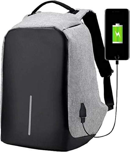 COOLMONKEY Unisex Polyester 15.6-inch Anti Theft Waterproof Laptop Bag with USB Charging Port (Grey)