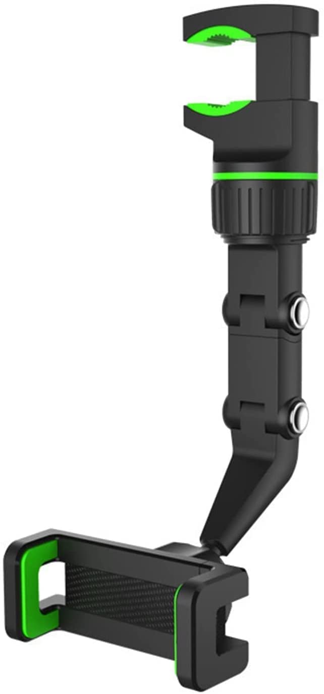 Multifunctional Rearview Mirror Phone Holder, 360° Rear View Mirror Phone Holder Mount, Universal Rotating Car Phone Stand and GPS Holder,Suitable for Most Mobile Phones (Green)