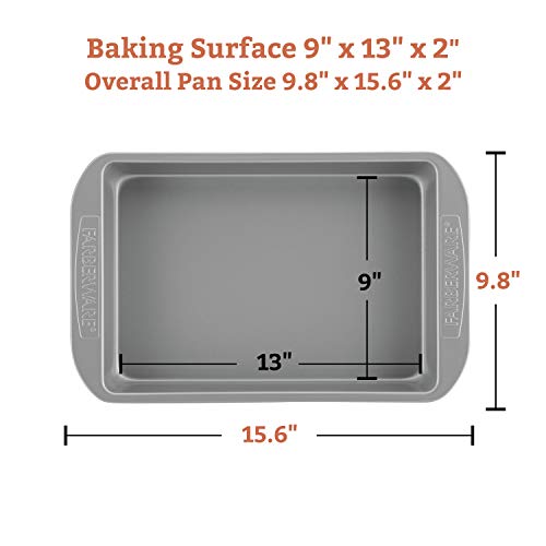 Farberware Nonstick Bakeware Baking Pan / Nonstick Cake Pan, Rectangle - 9 Inch X 13 Inch, Gray #TOP1