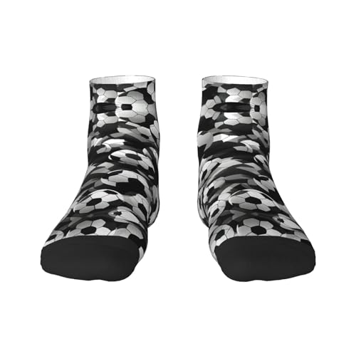 HDSKFNS Chaussettes fantaisie unisexe motif ballon de football noir et blanc pour homme et femme, chaussettes de cheville, pour loisirs et sports de plein air, 1 noir, taille unique