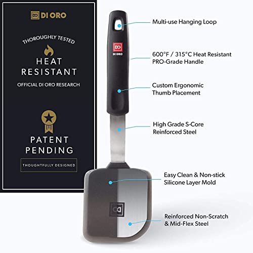 Di Oro Silicone Turner Spatula Set - Kitchen Spatulas For Nonstick Cookware - 600°F Heat-Resistant Bpa Free Egg Spatula & Small Cookie Turners – Non Stick Flippers For Cooking - Dishwasher Safe #TOP3