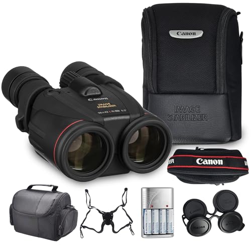 Canon 10x42 L is WP Image Stabilized Binoculars Bundle | L-Series Optics with 10x Magnification Weatherproof Design & Optical Image Stabilization | for Wildlife & Nature (0155B002) + Harness + More
