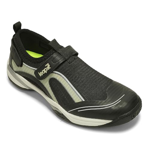 Image of Liberty leap7x NEWRACE-1E Black & Light Grey Sports Non Lacing Walking Shoes for Men