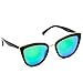 WearMe Pro Womens Cat Eye Mirrored Reflective Lenses Oversized Cateyes Sunglasses (Black/Mirror Green, 54)