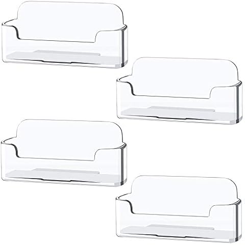 4 Pack Clear Plastic Business Card Holder,Acrylic Business Card Display for Desk Business Card Stand Cover