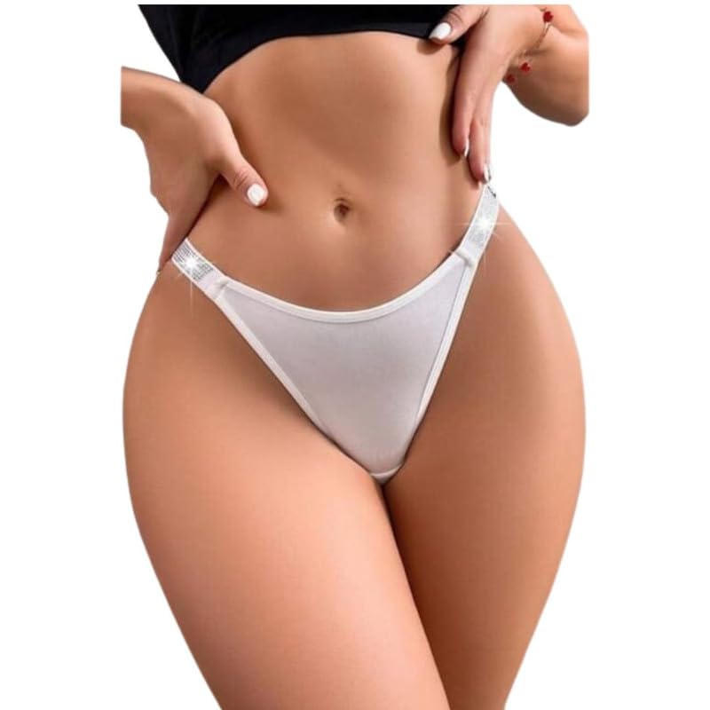 yuvivayrox Women's Glitter Thong T-Back Panty One Piece Underwear Briefs Panties Pack of 1 (White)-picture-26