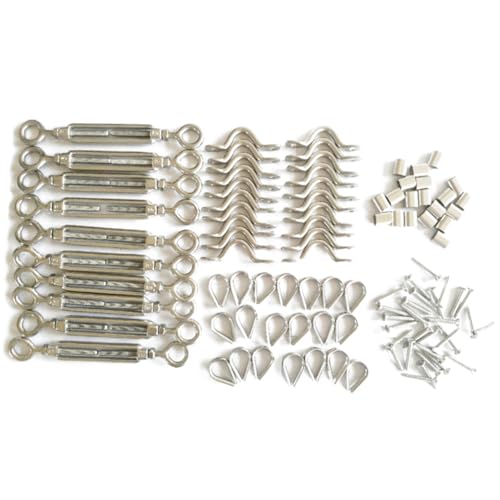 Kit Cabilock 110 Piezas Tensores de Ojo de Acero Inoxidable con Accesorios para Uso Exterior