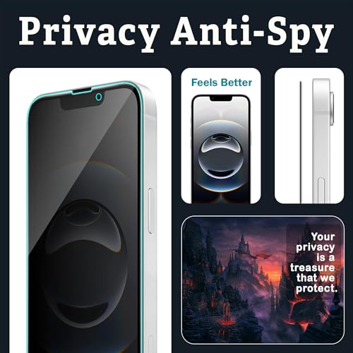 Image of ArmourPro Anti-Spy Privacy Tempered Glass for iPhone 16E / 14 / 17E / iPhone 13 - Anti Peeping Screen Protector, Edge to Edge Full Coverage, 9H Hardness, Easy Installation Kit | Pack of 2