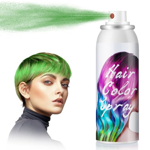 Spray Couleur Pour Cheveux Vert, Laque Temporaire Colorée Pour Cheveux, Spray Colorant Capillaire...