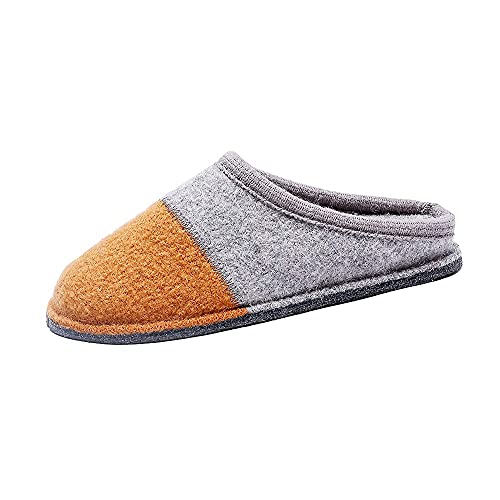 Image of LE KAPMOZ Men's Boiled Wool House Slippers Breathable Winter Warm Slip on Mules Indoor /Outdoor Slipper for Women Two Tone Cap Toe Clog
