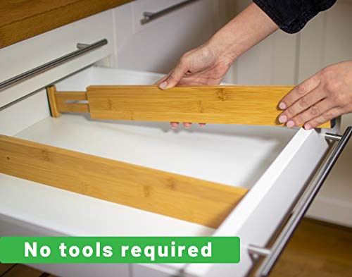 Adjustable Bamboo Drawer Dividers Set of 6 for Organized Spaces - Image 6
