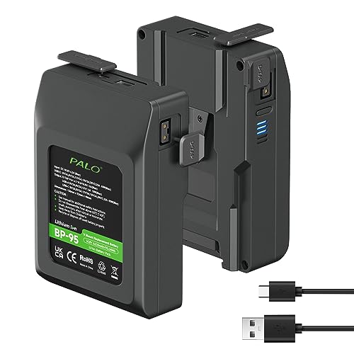 2 pcs V Mount/V Lock 95Wh Batería Recargable de Li Ion para Videocámara de Difusión de Vídeo, Compatible con Sony HDCAM, XDCAM, Cámaras de Cine Digital y Otras Videocámaras(14.4V/6600mAh)