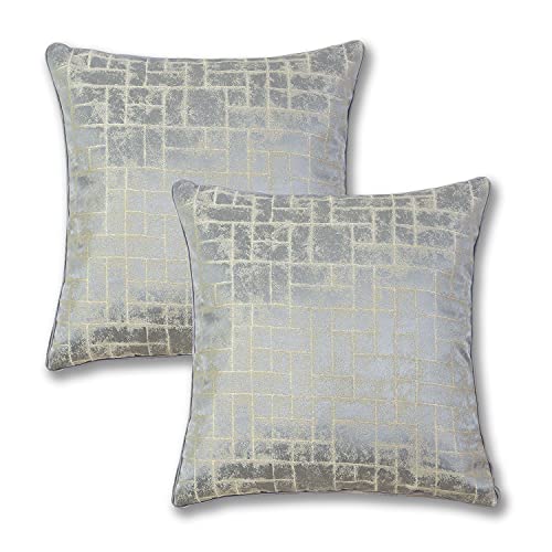 GYROHOME Kissenbezüge, luxuriös, geometrisch, kariert, modern, glänzend, länglich, für Bett, Sofa, Couch, 45,7 x 45,7 cm, 2 Stück Cover