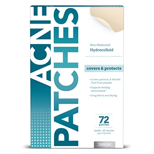 Instaclear Hydrocolloid Acne Pimple Patches, 72 CT | Spot Treatment Stickers For Face and Skin to Cover and Absorb Zits, Blemishes & Cold Sores