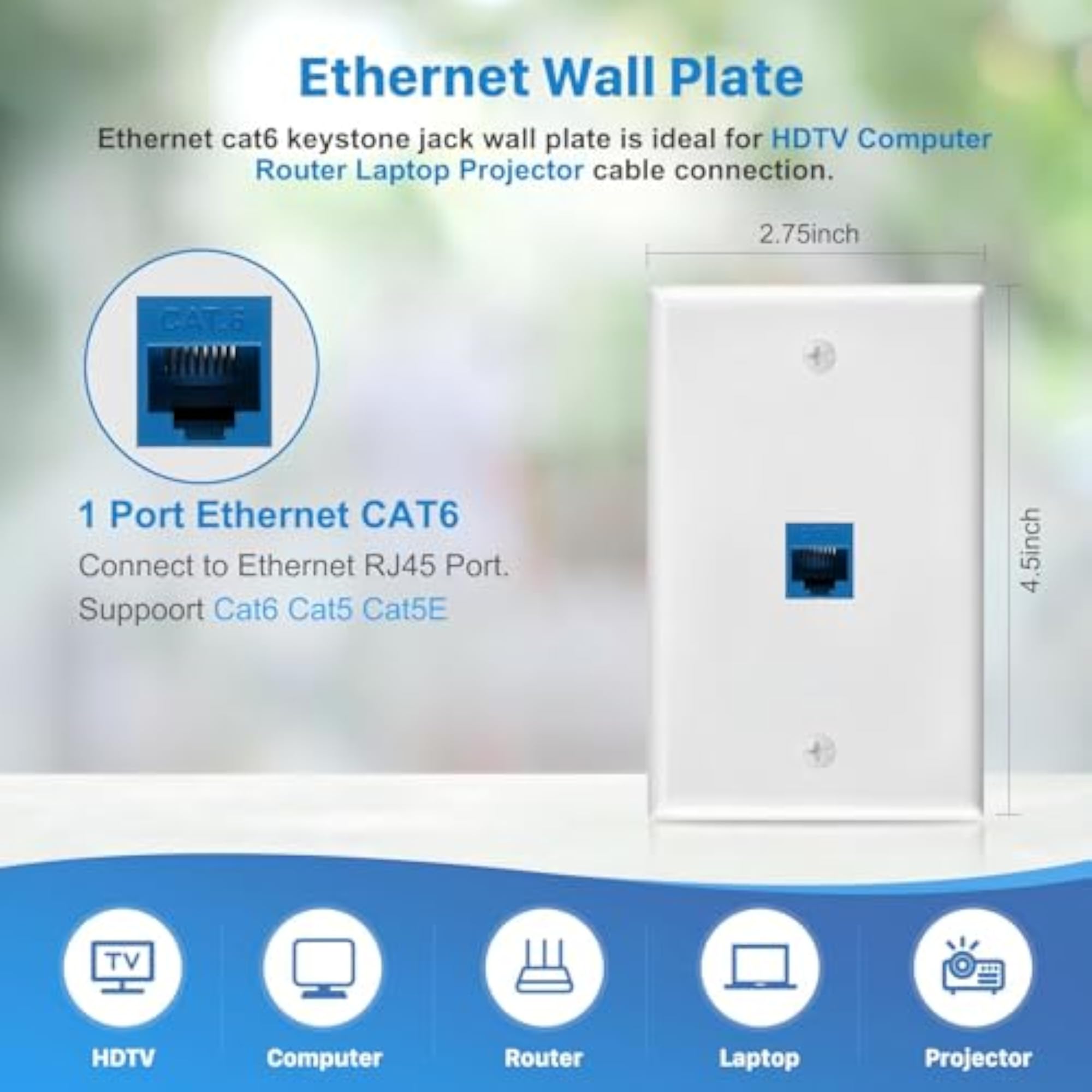 4 Pack Ethernet Wall Plate 1 Port Keystone Jack