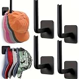 2 Pack Adhesive Black Wall Hooks with OPP Film, No Drill Multifunction Storage Hooks for Keys, Hats and Towels, Self Adhesive Space Saving Hanging Hooks for Entryway Bathroom Bedroom Hallway Dorm