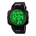 Orologio elettronico digitale da uomo, in stile casual sportivo, impermeabile fino a 50 m, con schermo a LED, orologio in stile militare con calendario, cronometro, sveglia, di colore nero