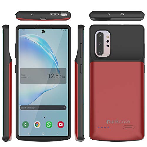 Punkjuice Galaxy Note 10 Plus Battery Case, 6000Mah Fast Charging Extended Power Bank W/Screen Protector | Intelswitch | Slim, Secure And Reliable Compatible W/Samsung Galaxy Note 10+ Plus [Red] #TOP6