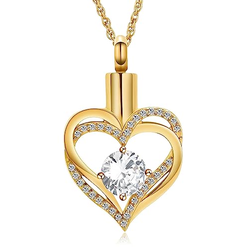shajwo Cremation Jewelry Heart Urn Necklace for Ashes for Women Gilrs Memorial Keepsake Birthstone Pendant