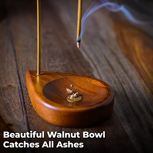 Curawood-Incense-Holder-for-Sticks-114-Tall-Reverse-Style-Incense-Burner-Holder-with-Mess-Free-Ash-Catcher-Tray-Modern-Minimalist-Design-Incense-Sticks-Holder-with-Brass-Walnut-Wood-Elements Curawood Incense Holder for Sticks 114 Tall Reverse Style Incense Burner Holder with Mess Free Ash Catcher Tray Modern Minimalist Design Incense Sticks Holder with Brass Walnut Wood Elements