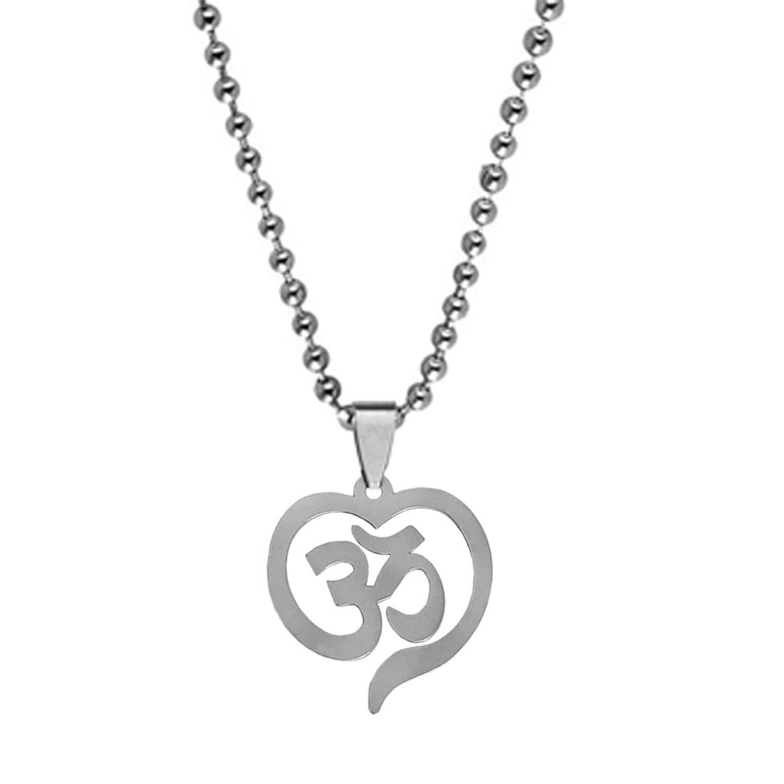 Personalised Heart Shape Om Aum Ohm Idea Gift Silver Stainless Steel Pendant Necklace Chain For Men And Women-image-8