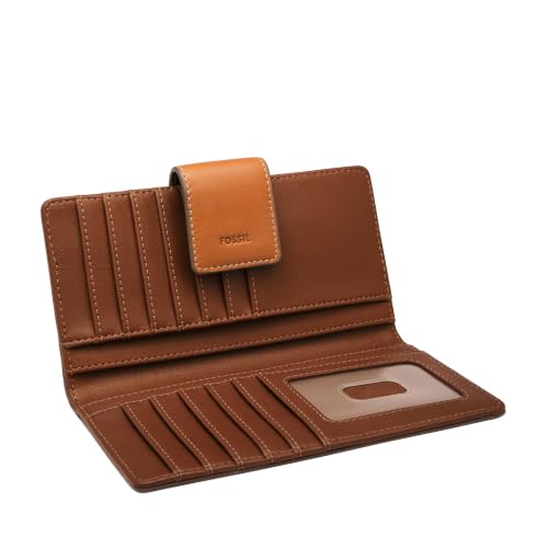 Image of Fossil Women's Logan Leather Wallet RFID Blocking Tab Clutch