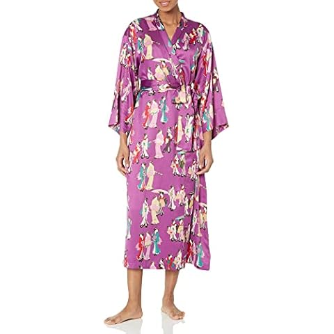 N Natori Women's Geisha Robe Length 49" Bathrobe, Purple Multi, Large Cover