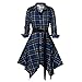 Produktbild Hemd Damen Gothic Plaid T-Shirt V-Ausschnitt Stehkragen Lace Up Tunika Riemchen Asymmetrische Pullover Kleidung Bluse Tops Piebo Frauen Mode Tunika Shirt Spitzenbesatz Langarmshirt Long Oberteil
