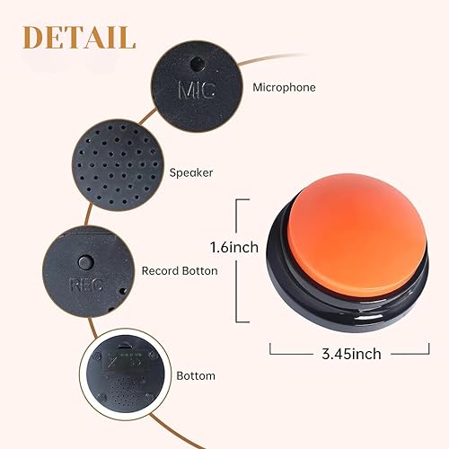 Image of Foodie Puppies Interactive Dog Toys, Pet Voice Training Talking Button /Buzzer Toy for Communication - (Recording Button) 30Sec Record & Playback, [Without Battery] (Color May Vary)