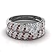 Couple Ring Bridal Set His and Hers Women 10k White Gold Filled Heart Garnet CZ Men Titanium Band 10k Wedding Ring Band Set