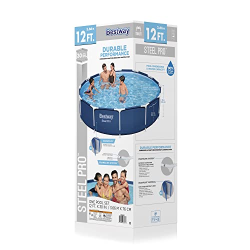 Bestway Steel Pro 12' X 30" Round Above Ground Pool Set | Includes 330Gal Filter Pump #TOP7