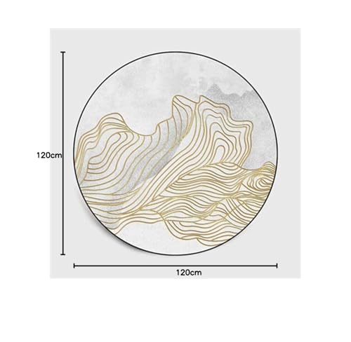 Alfombra redonda abstracta de oro blanca para decorar salas de estar 3