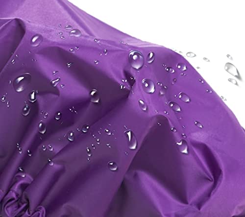 Glow by Daye Satin Lined Shower Cap, Adjustable and Waterproof with Satin Interior for Hair Protection, Large, Purple Rain