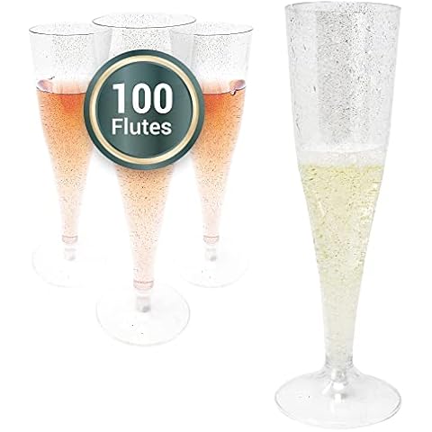 Reli. Silver Glitter Plastic Champagne Flutes Cover